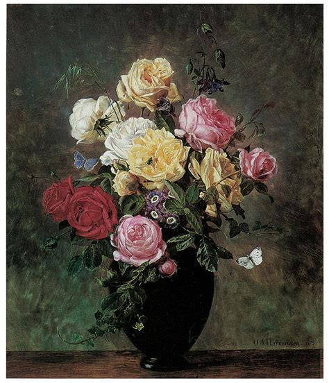 Still Life Of Flowers In A Vase Painting By Olaf August Hermansen