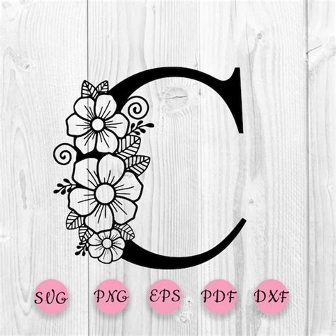 Lettre De Fleur Svg Lettre Botanique C SVG Une Lettre C Svg Etsy Canada