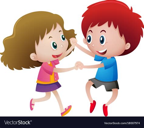 Two Kids Holding Hands Royalty Free Vector Image