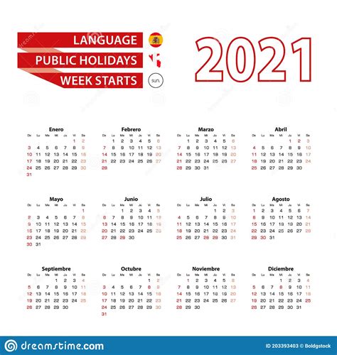 Calendario 2021 En Español Con Feriados Públicos En El País Del Perú En