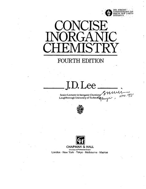 Jd Lee Concise Inorganic Chemistry 4th Edition