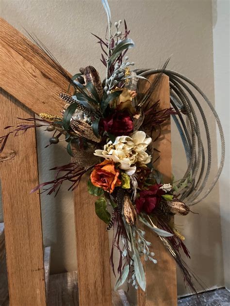 Custom Floral Rope Wreath Lariat Wreath Lasso Wreath Western Wreath