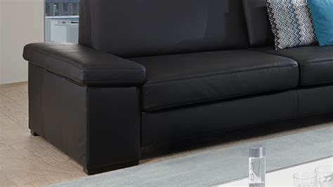 3 sitzer sofa pulverbeschichtetes aluminium, geflochten mit polyesterseil in drei fertigungen: Sofa PUZZLE 3-Sitzer in Echtleder schwarz mit Federkern Breite 228 cm