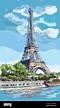 Coloridos dibujos a mano ilustración vectorial de la Torre Eiffel ...