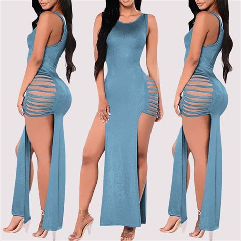 Sexy Side Ladder Hollow Out Bodycon Dress Long Maxi Dress Maxi Dresses