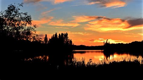Download Wallpaper 1920x1080 Lake Sunset Dark Landscape Twilight