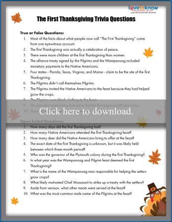 Try our food simple quizzes and test your knowledge about food and have a little drink. Thanksgiving Trivia Questions With Printables | LoveToKnow