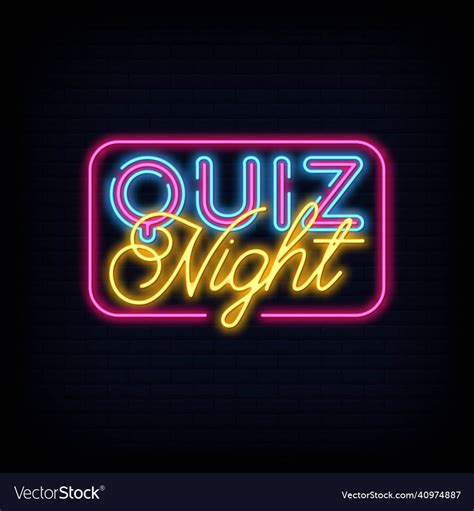 Quiz Night Neon Signs Style Text Royalty Free Vector Image