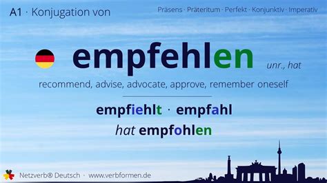 Konjugation Des Verb Empfehlen Alle Zeitformen Lernen Bersetzung