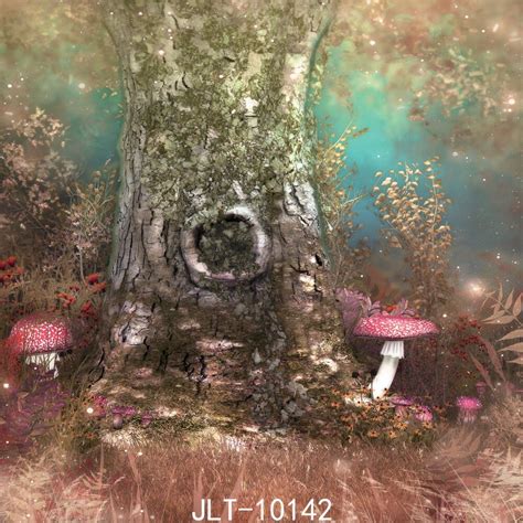 Sjoloon 8x8ft Big Tree And Mushroom And Weeds Background Thin Vinyl For