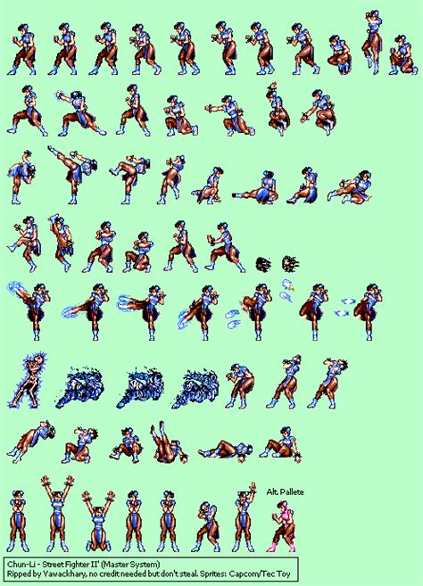 Street Fighter Ii Chun Li Sprite Sheet Complete Printable Version
