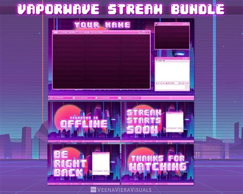 Vaporwave Premade Stream Overlay Bundle For Twitch And Youtube Etsy