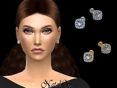 The Sims Resource Natalissquare Halo Diamond Stud