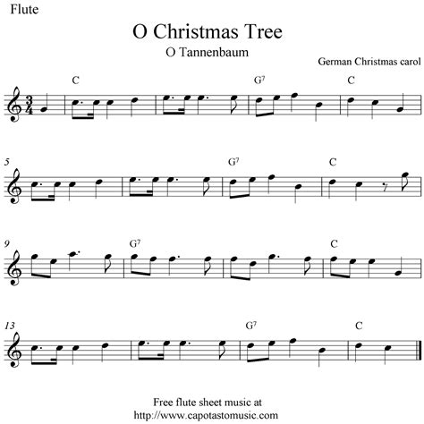 O Christmas Tree O Tannebaum Free Christmas Flute Sheet