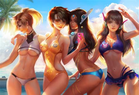D Va Mercy Tracer And Symmetra Overwatch And More Drawn By Yang Fan Danbooru