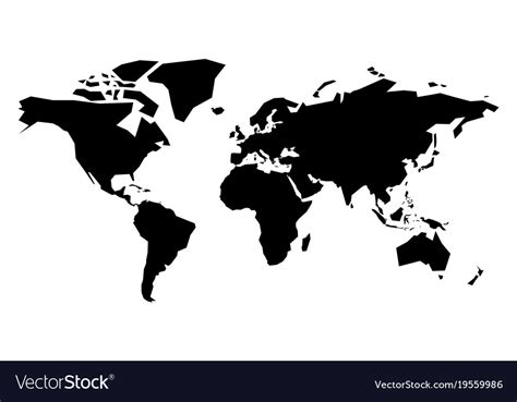 Map Of World Silhouette Simplified Black Vector Image