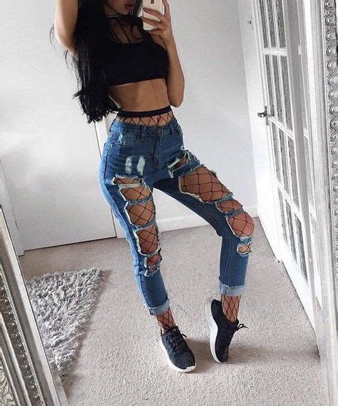7 Ripped Jeans With Fishnets Ideas Ripped Jeans With Fishnets