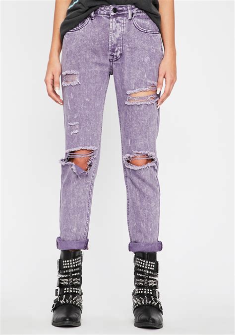 Denim Purple Black Acid Wash Ripped Jeans Dolls Kill