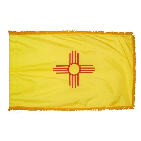 New Mexico Fringed Flag With Pole Hem