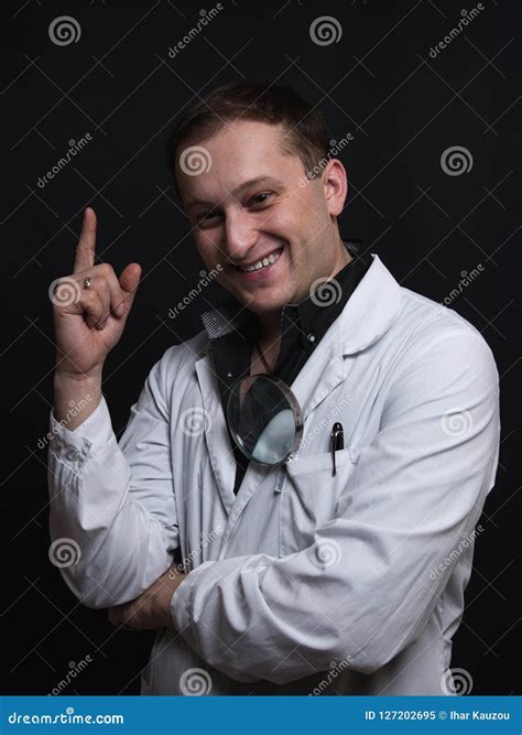 Scientist Raising The Index Finger Up Stock Image Image Of Male