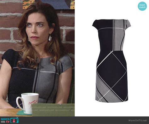 Wornontv Victorias Grey And Black Plaid Dress On The Young And The Restless Amelia Heinle
