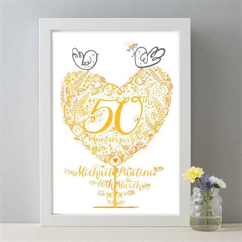 50th Golden Wedding Anniversary T Print By Wetpaint