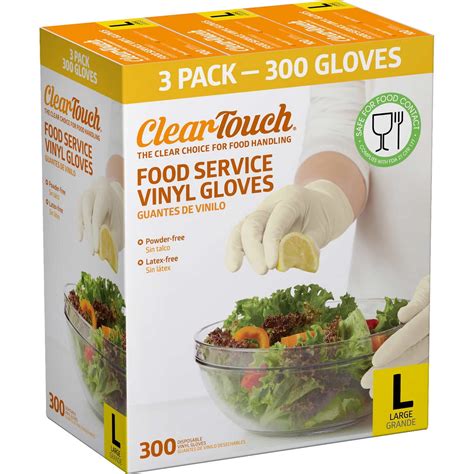 Clear Touch Food Service Vinyl Gloves Large 300 Ct
