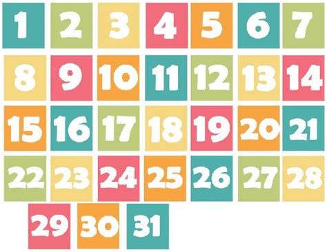 Spring Inspired Calendar Days Printable Calendar Numbers Printable