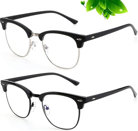 buy anyluv blue light blocking glasses 2 pack classic semi rimless clear lens anti eyestrain