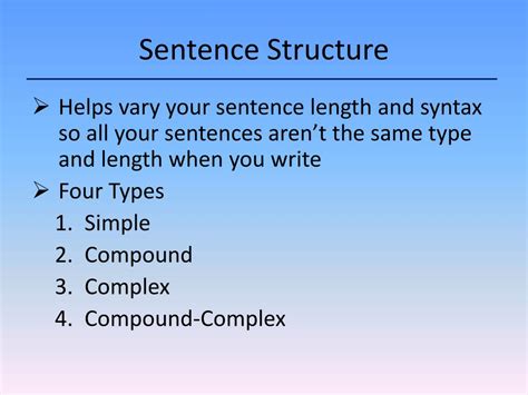 Ppt Sentence Structure Powerpoint Presentation Free Download Id1848738