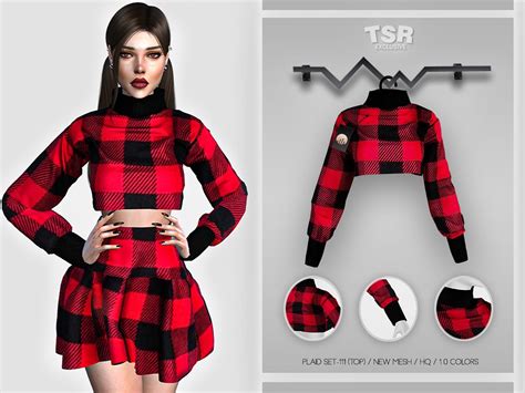 Plaid Set 111 Top Bd420 By Busra Tr At Tsr Sims 4 Updates