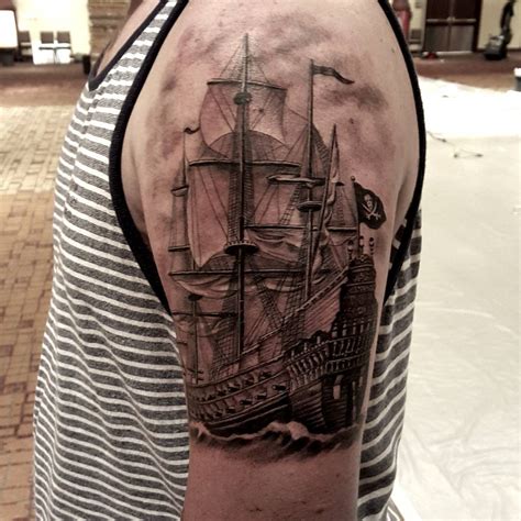 Pirate Ship Tattoo Forearm