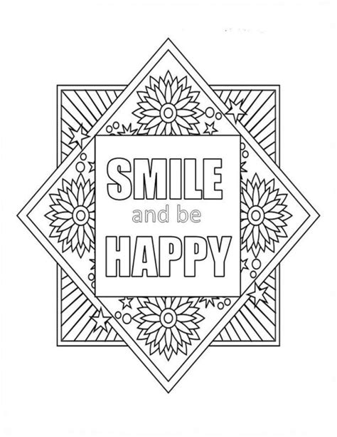 Get This Printable Adult Coloring Pages Quotes Smile And