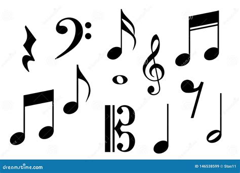 Vector Music Notes Pen Drawn Illustration Musical Staff And Different