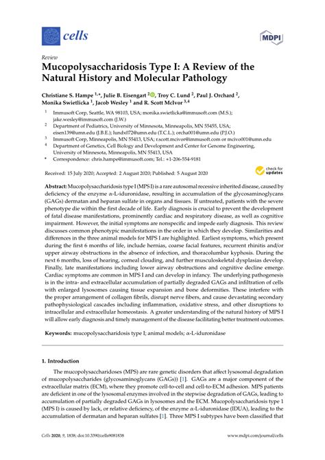 pdf mucopolysaccharidosis type i a review of the natural history and molecular pathology