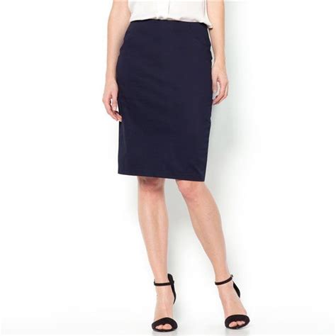 Stretch Cotton Satin Pencil Skirt With Back Vent In