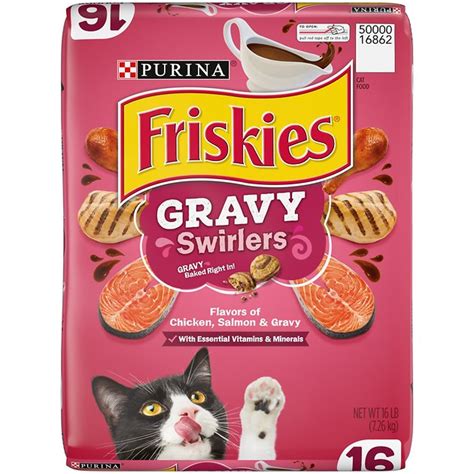 Let your cat choose from her favorite entrees at mealtime with this purina friskies prime filets meaty favorites wet cat food variety pack. Friskies Gravy Swirlers Chicken and Salmon Flavor Cat Food ...