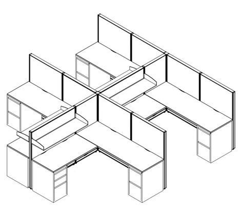 Compile 4 Pack 54 H Office Cubicle System 6x6 With Storage