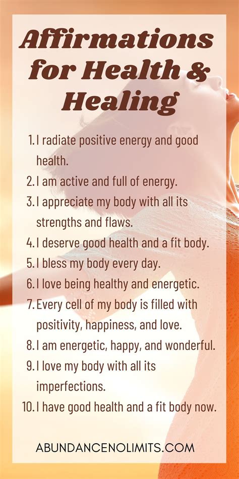 Daily Affirmations For Health And Healing Healing Affirmations