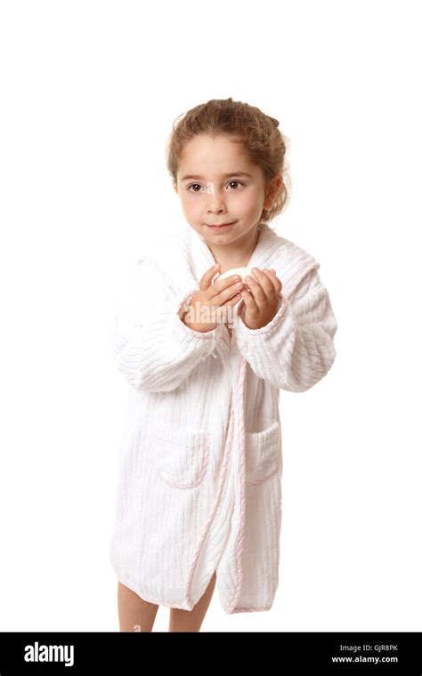 Little Girl Holding Soap Stock Photo Alamy