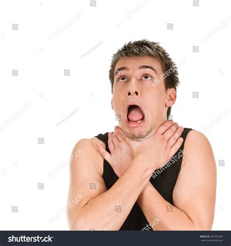 Man Shows Sign Asphyxiation Emotional On Stock Photo Shutterstock