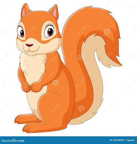 Cartoon Happy Squirrel Isolated On White Background Stock Vector
