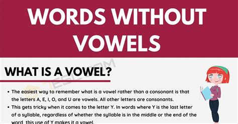 One of the human speech sounds that you.: Words Without Vowels In English For ESL Learners - 7 E S L