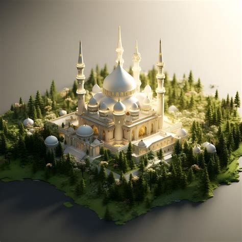 Premium Photo Islamic Mosque In Isometric View D Render Illustration