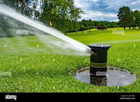 Irrigation System On Golf Course Stock Photo Alamy
