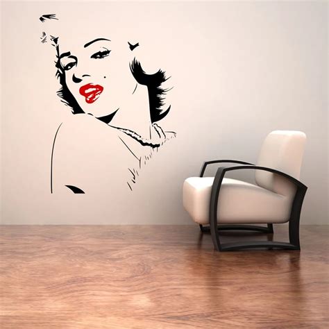 Art Vinyl Wall Stickers Marilyn Monroe Sexy Red Lips Remove Decal Bedroom Living Room Home