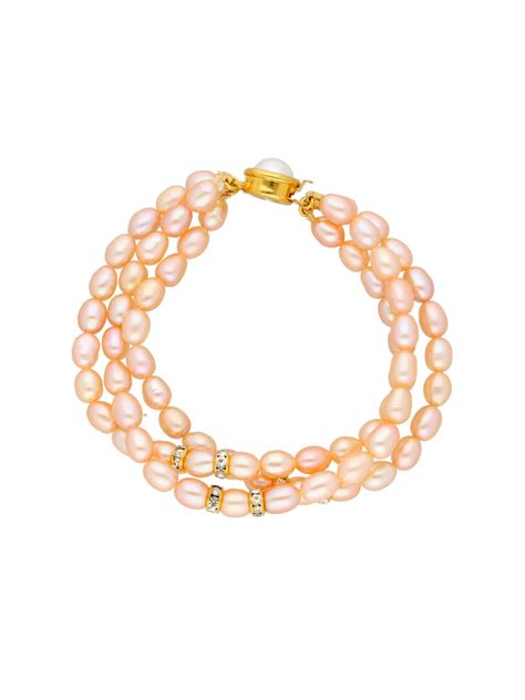 3 Line Oval Pink Pearl Bracelet Pikmax