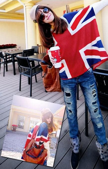 womens british national flag design batwing asymmetric sweater loose cardigan ebay