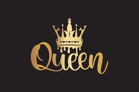 Queen Word With Crown Calligraphy Fun Design To Print On Tee Shirt