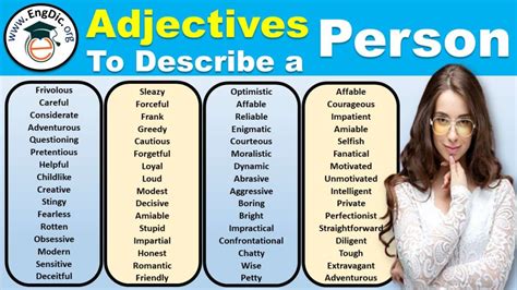 300 List Of Adjectives To Describe People Or A Person